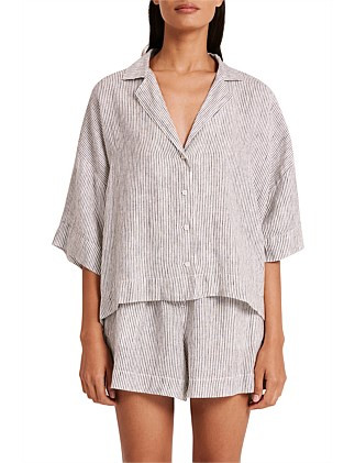 Nude Lucy Lounge Stripe Linen Shirt | David Jones | David Jones (Australia & New Zealand)