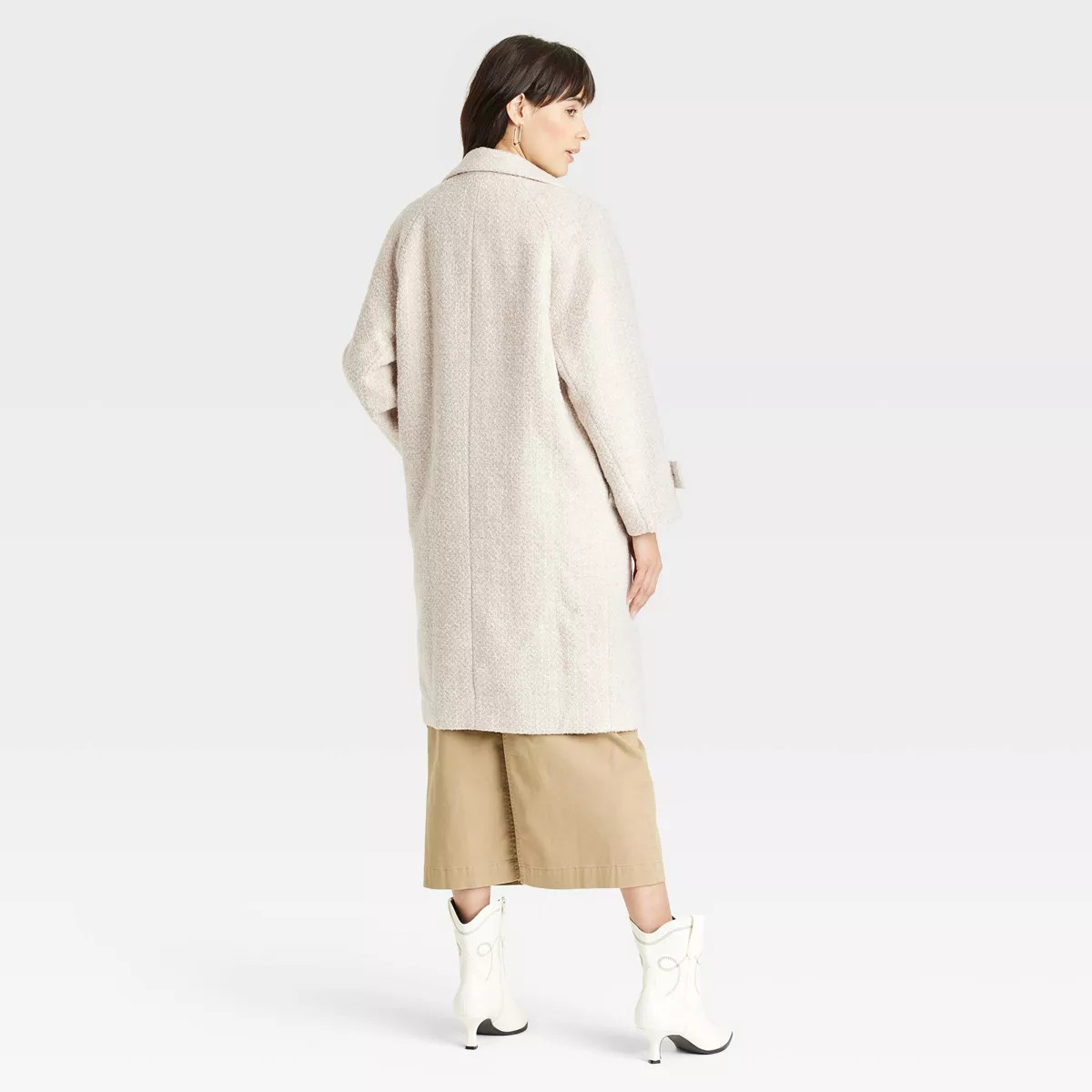 Women's Double Breasted Cocoon Overcoat - Universal Thread™ Cream XS | Target