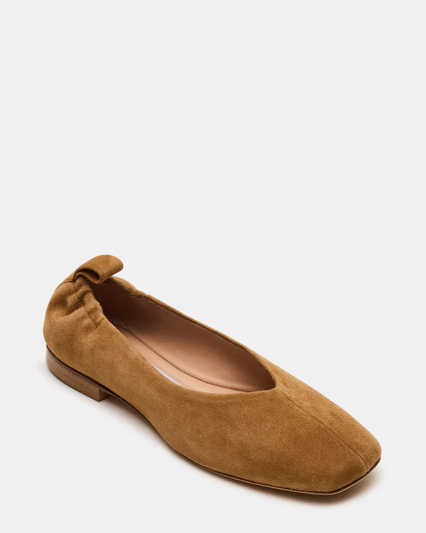 ENLOW Tan Suede Square-Toe Ballet Flat | Women's Flats | Steve Madden (US)