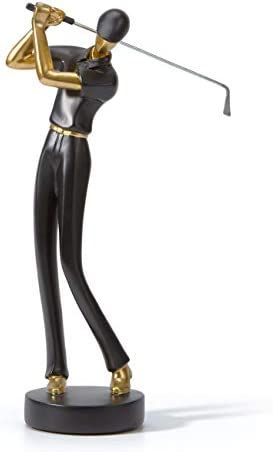HAUCOZE Golf Figurine Statue Golfer Decoration Sculpture Polyresin Arts Gifts Black 9.6 inch | Amazon (US)