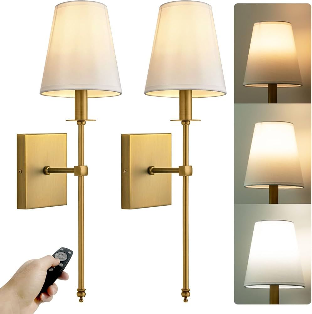 PASSICA DECOR Battery Operated Wall Sconces Set of 2 Two, Wiress, Rechargeable Wall Lights with D... | Amazon (US)