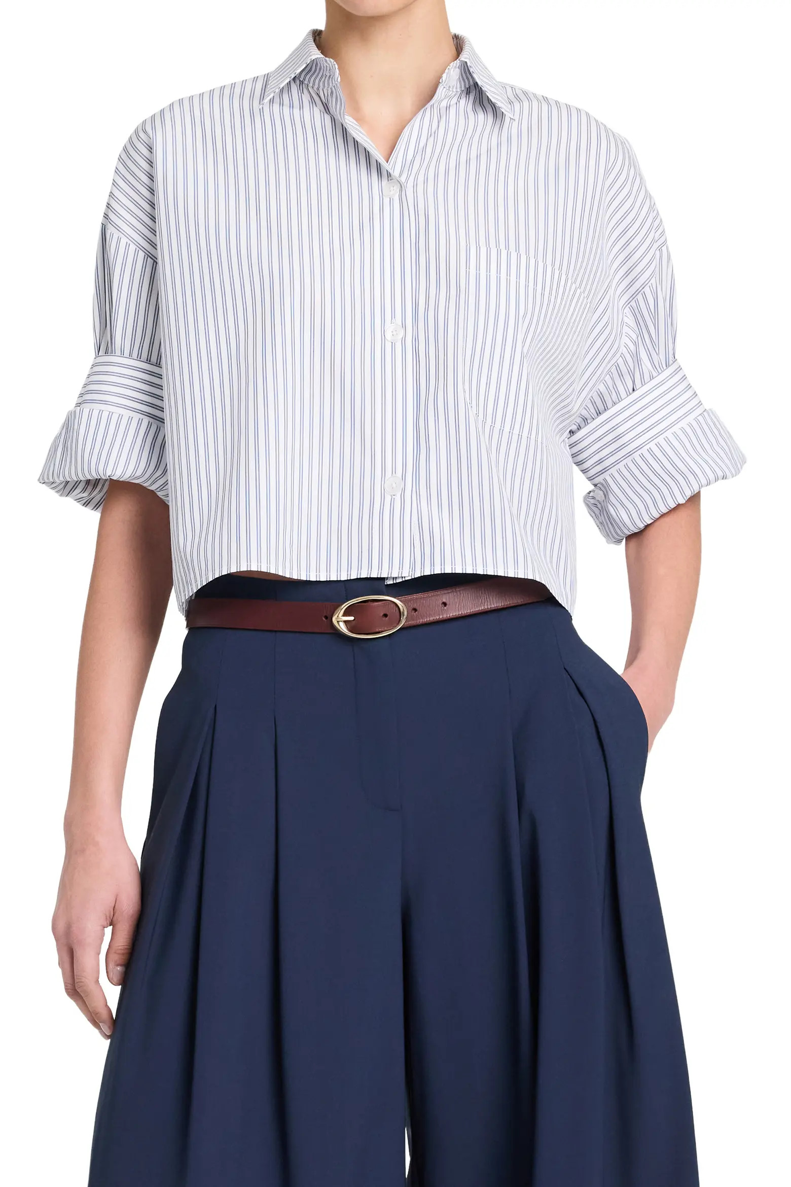 TWP Next Ex Stripe Crop Shirt (Women) | Nordstrom | Nordstrom