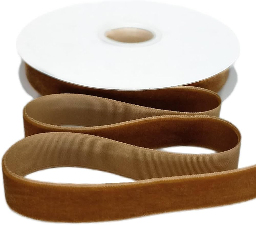 Abbaoww 11 Yards Vintage Brown Velvet Ribbon 3/8 Inch Single Face Velvet Ribbon for Gift Wrapping... | Amazon (US)