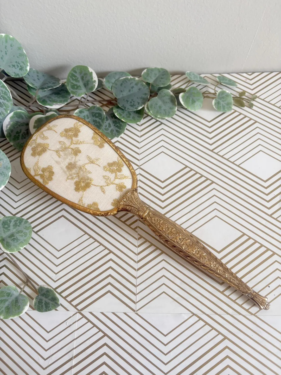 Vintage Victorian Brush | Gold and White Flower Brush W/ Brass Frame & Handle - Etsy | Etsy (US)