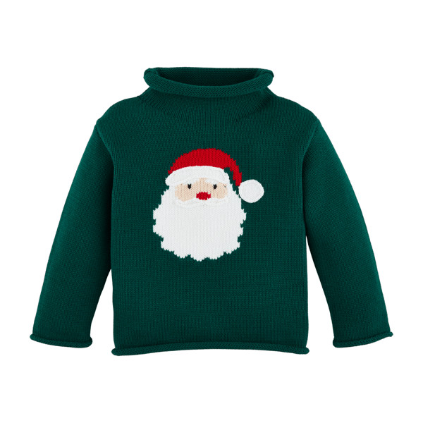 Mud Pie Boy's Green Santa Rollneck Toddler Sweater, Size 2T-3T | 100% Cotton | Mud Pie