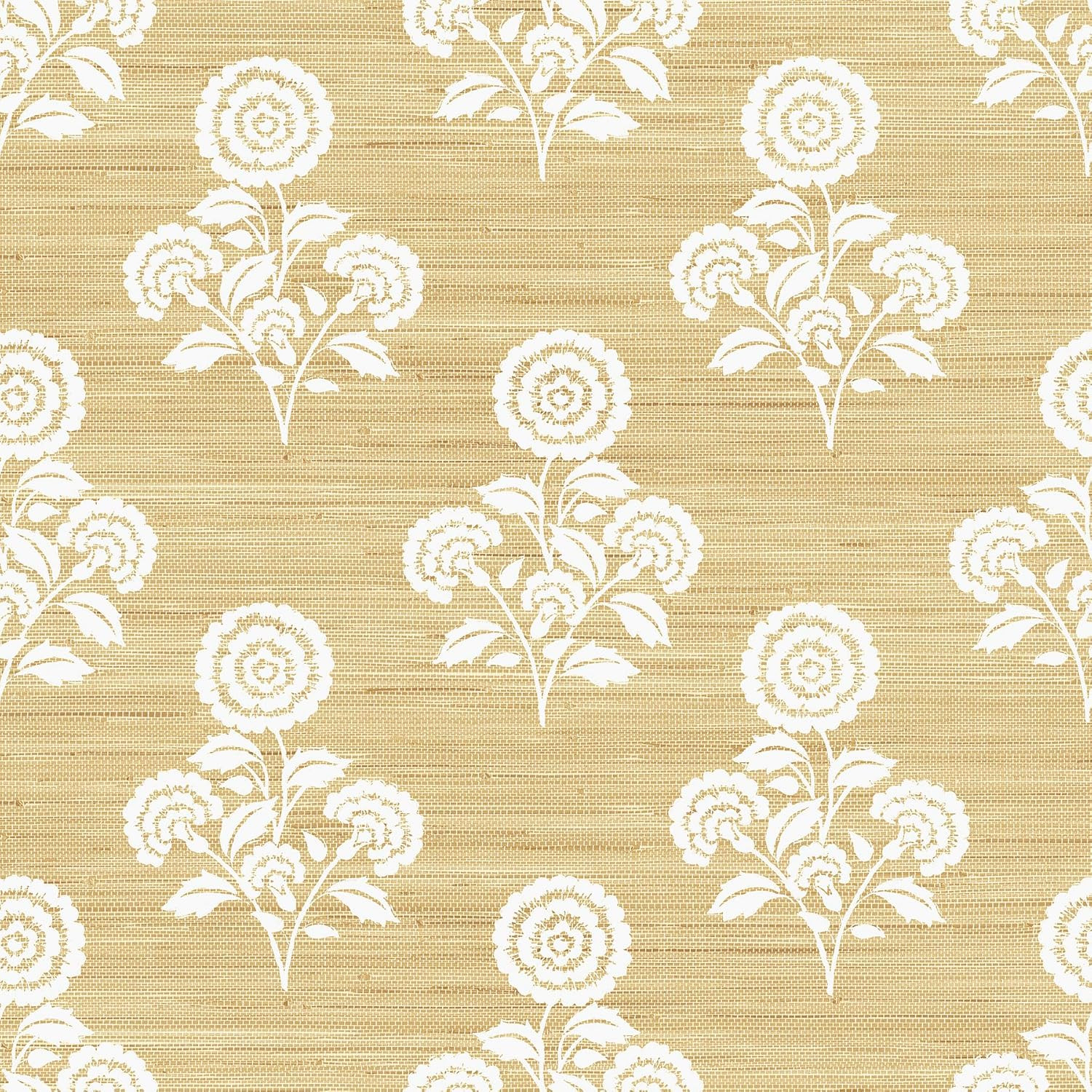 Flourish Block Print Wheat Faux Grasscloth Peel and Stick Wallpaper, SSS6308 | Amazon (US)