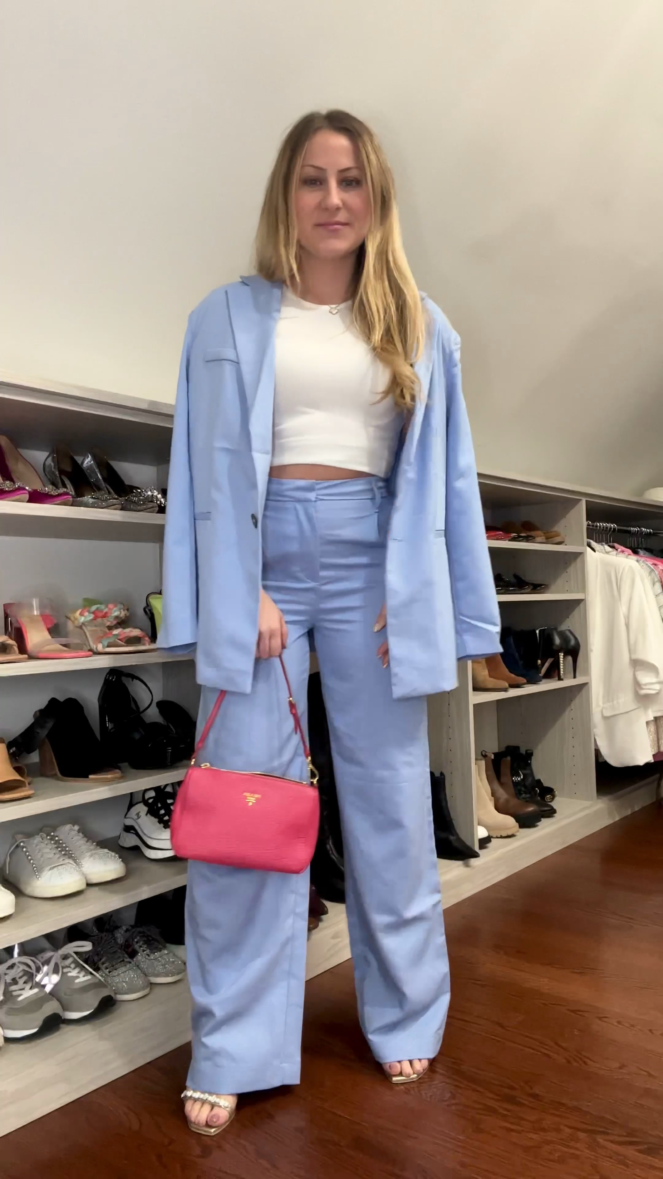 Two piece suit #hm perfect outfit for spring and Easter (wearing XS top and size 2 pants)

#LTKunder50 #LTKSeasonal #LTKFind