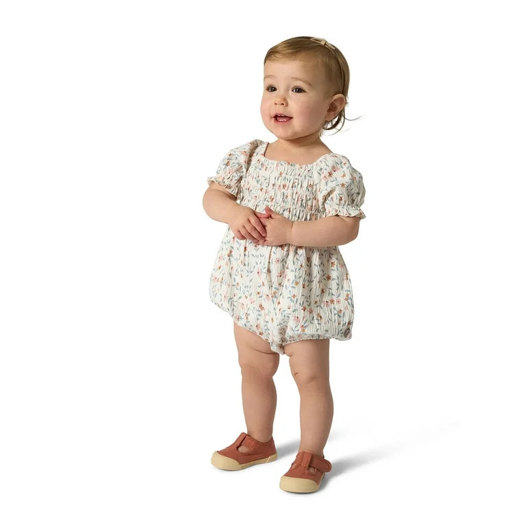 Modern Moments by Gerber Baby Girl Smocked Bubble Romper, Sizes 0/3 Months - 24 Months | Walmart (US)