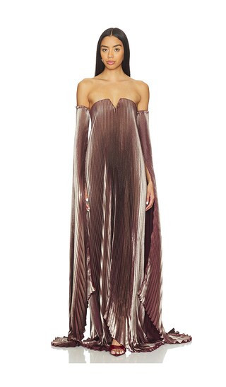 L'IDEE Black Tie Gown With Drama Sleeves in Mauve. - size 14/XL | Revolve Clothing (Global)