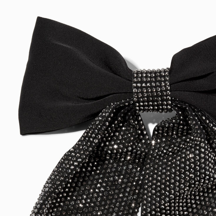 Black Rhinestone Large Hair Bow Clip | Claire's (US)