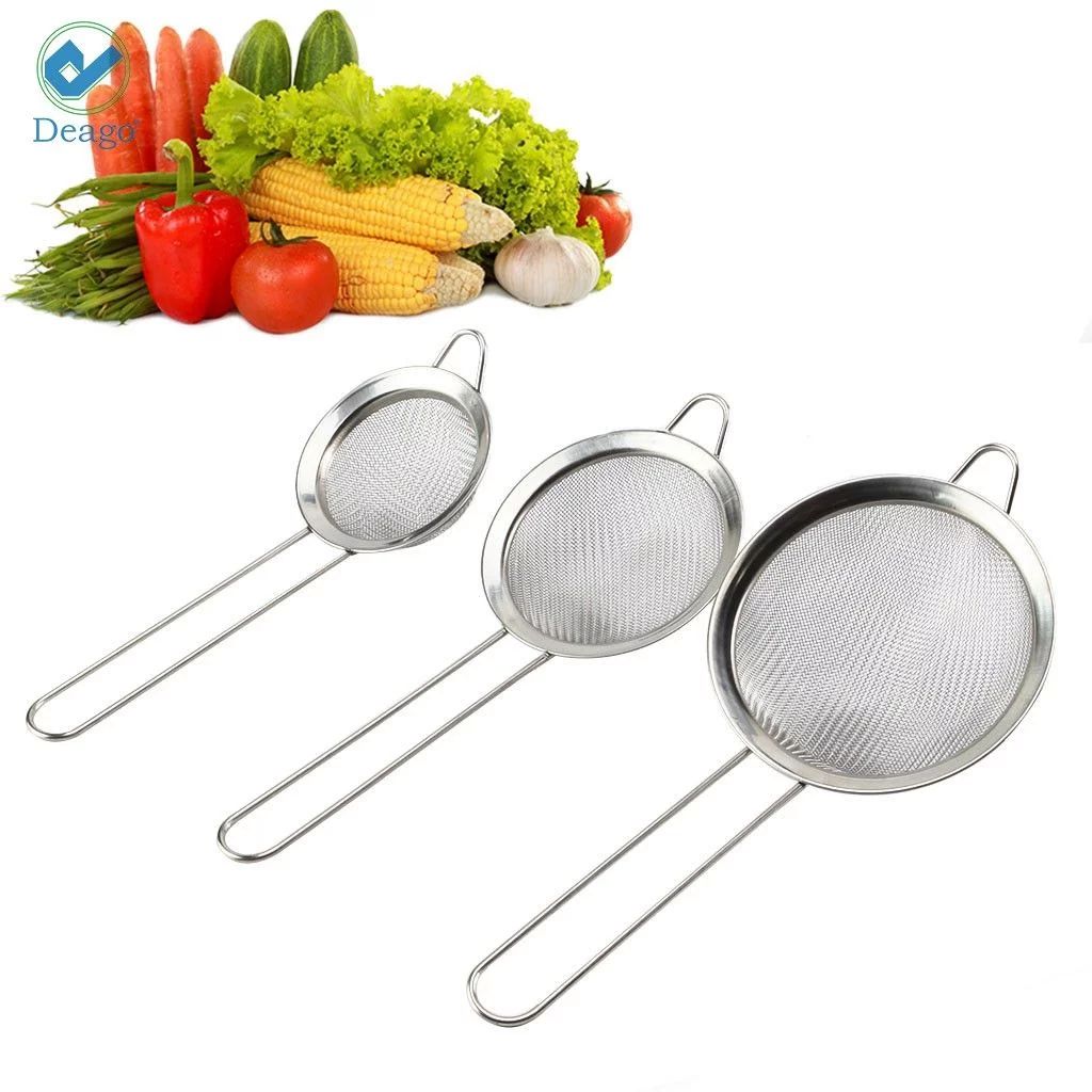 Deago Set of 3 Stainless Steel Fine Mesh Strainers Colanders and Sifters Crafted for Kitchen Food... | Walmart (US)