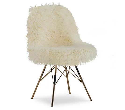 Linon Home Riley Faux Fur Comfy Armless Home Office Chair | QVC