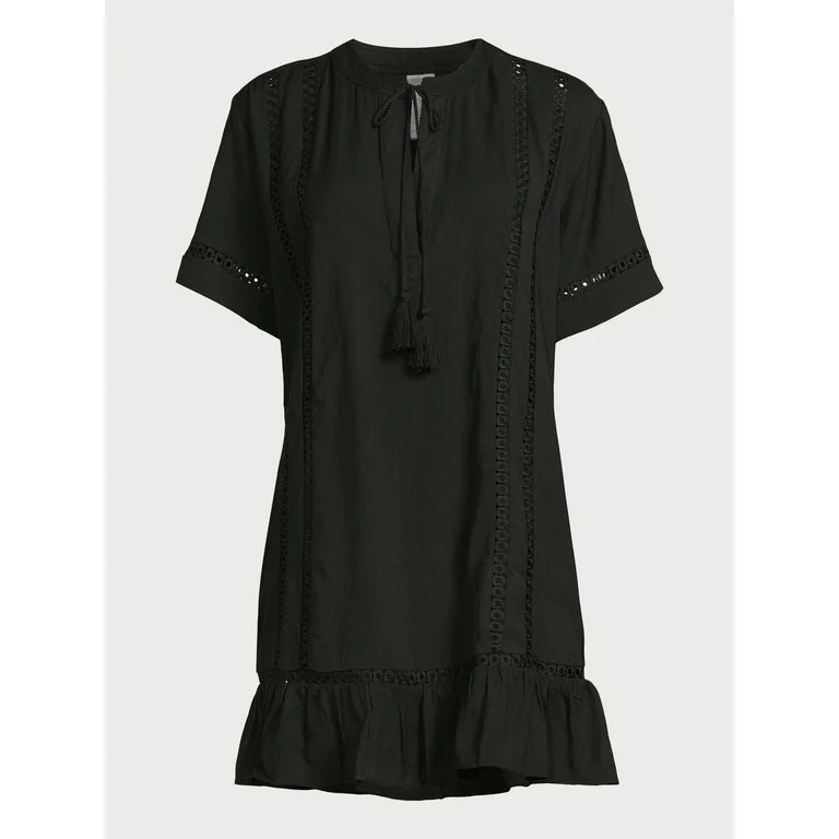 Time and Tru Women's and Women's Plus Peplum Tunic Coverup Dress, Sizes S-3X | Walmart (US)