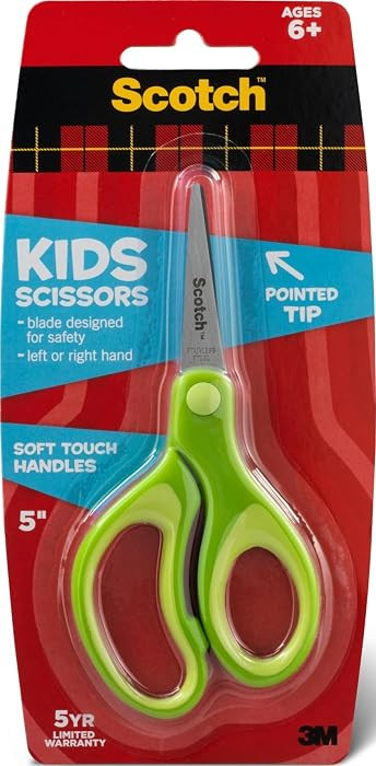 Scotch Kids Pointed Tip Scissors with Soft Touch, 5" (Colors may vary) | Amazon (US)