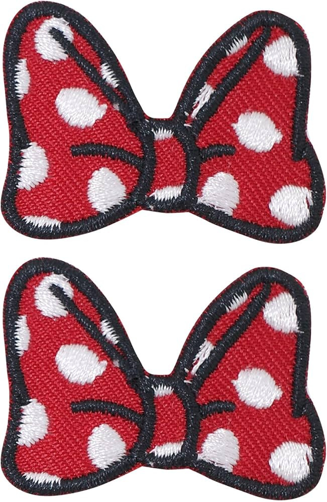 2pc Minnie Red Bow Iron Iron on Patches for Clothing Embroidered Applique Patch Iron on Patch Bad... | Amazon (US)