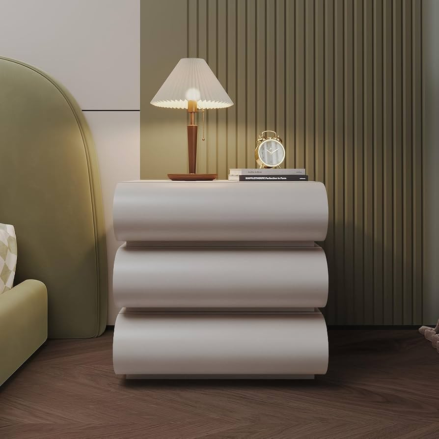 Nightstand with 3 Drawer, Bedside Table with Microfibre Leather, Fashion Night Stand for Bedroom,... | Amazon (US)