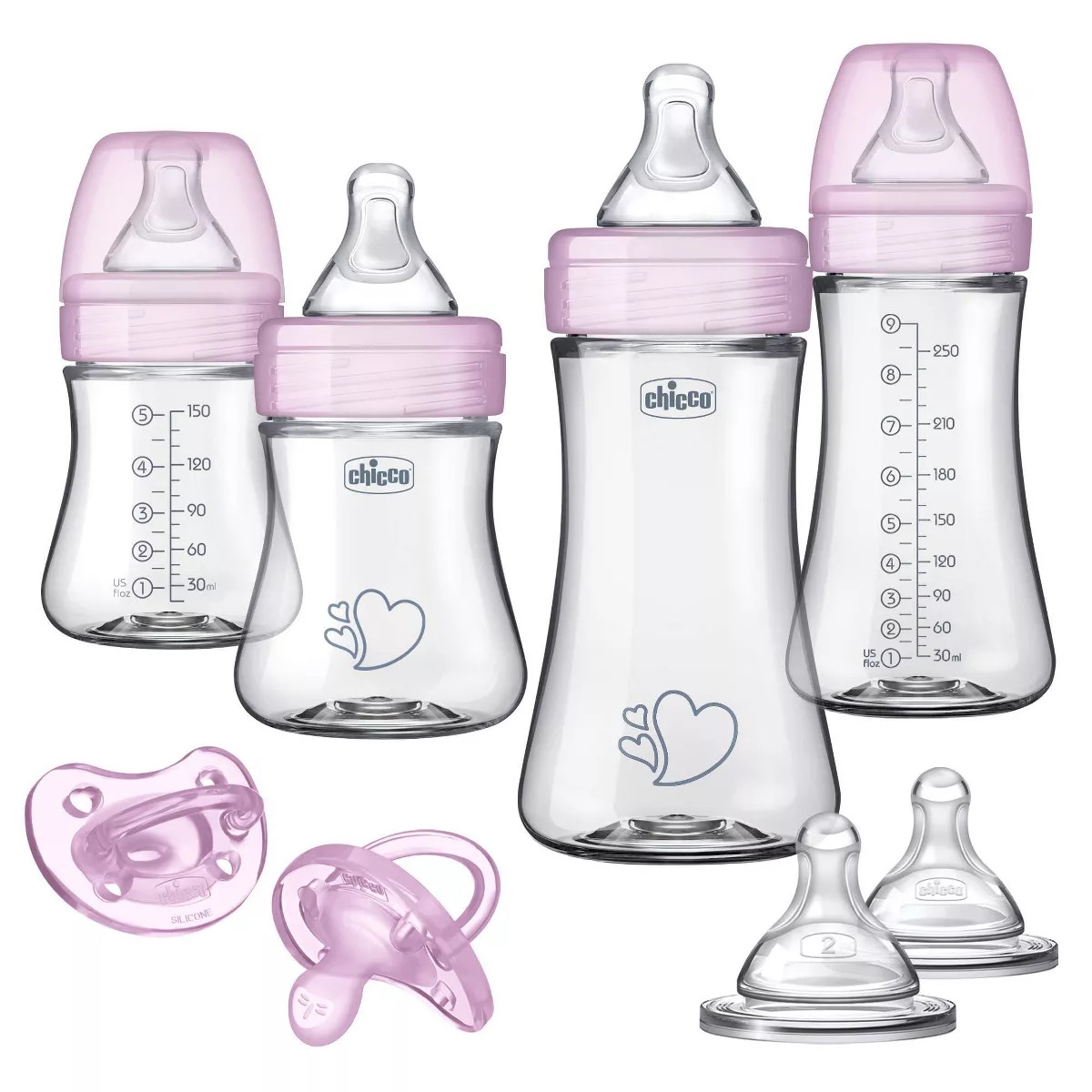 Chicco Duo Newborn Hybrid Baby Bottle Gift Set with Invinci-Glass Inside/Plastic Outside- Pink - ... | Target