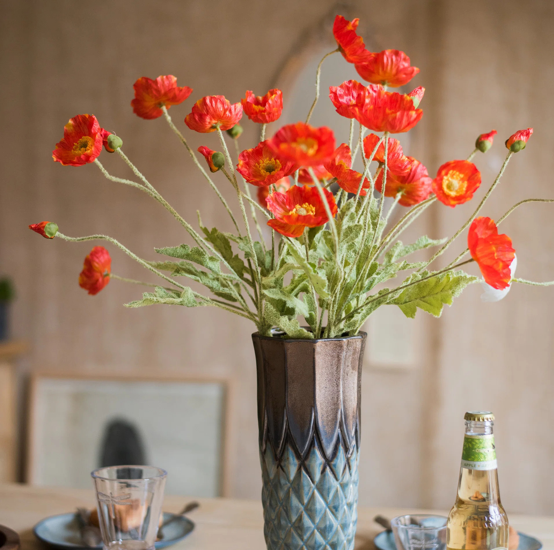 Gracie Oaks Silk Flower Common Poppy Spray & Reviews | Joss & Main | Joss & Main