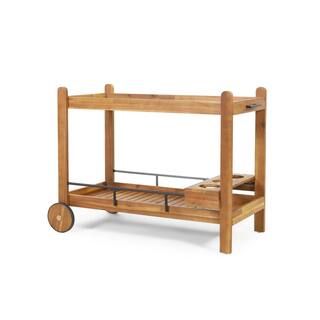 Noble House Foisy Teak Acacia Wood Outdoor Bar Serving Cart 108054 - The Home Depot | The Home Depot