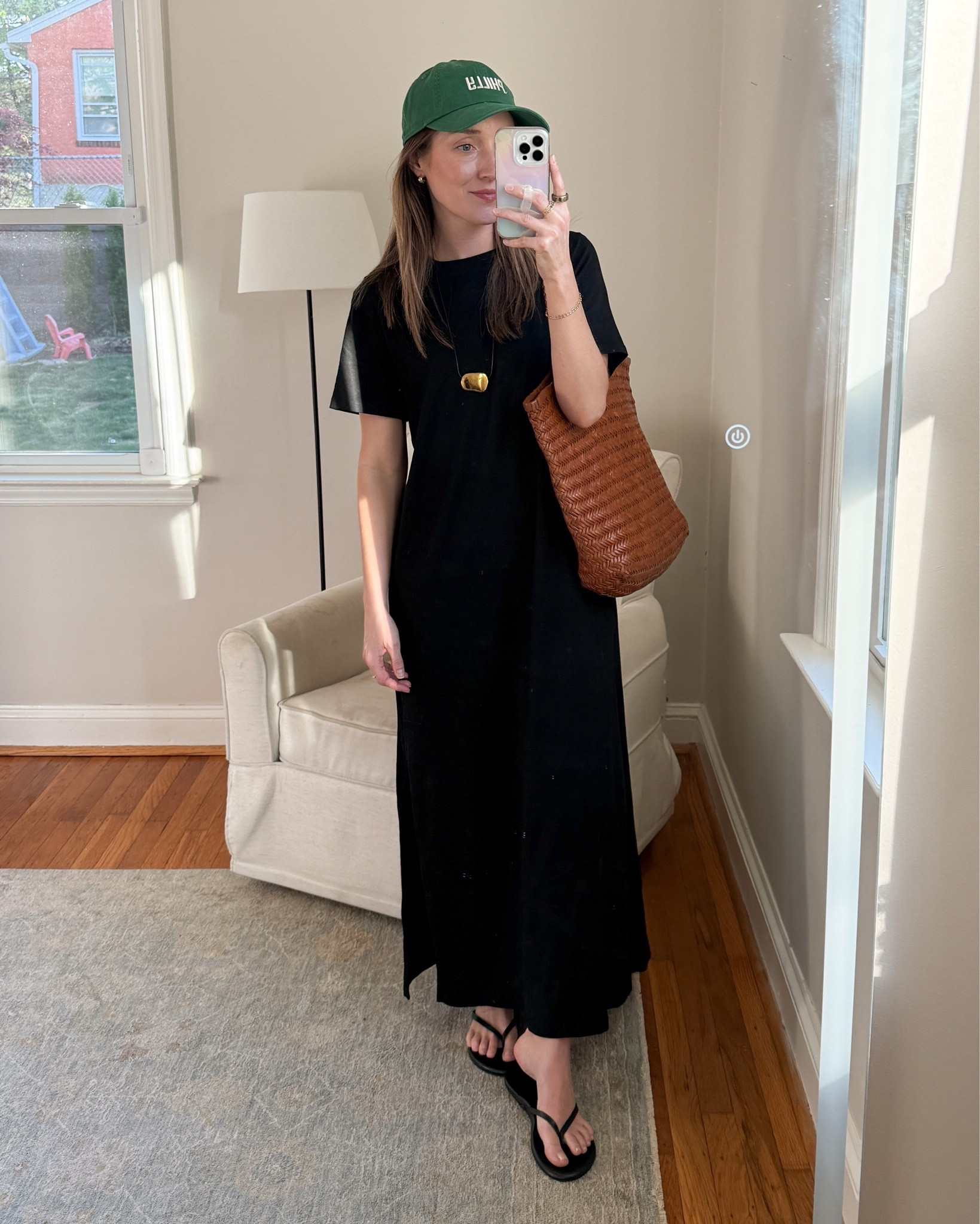 This Old Navy T-shirt Maxi dresses on sale today for $12.49. It has slits up both sides and is a great find! ￼