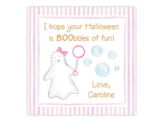 Printable Halloween Tags  Pink Bubbles  Self Edit Template - Etsy | Etsy (US)
