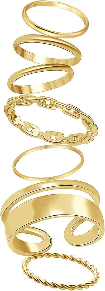 FAXHION Gold Knuckle Rings Set for Women Snake Chain Stacking Ring Vintage BOHO Midi Rings SIze M... | Amazon (US)