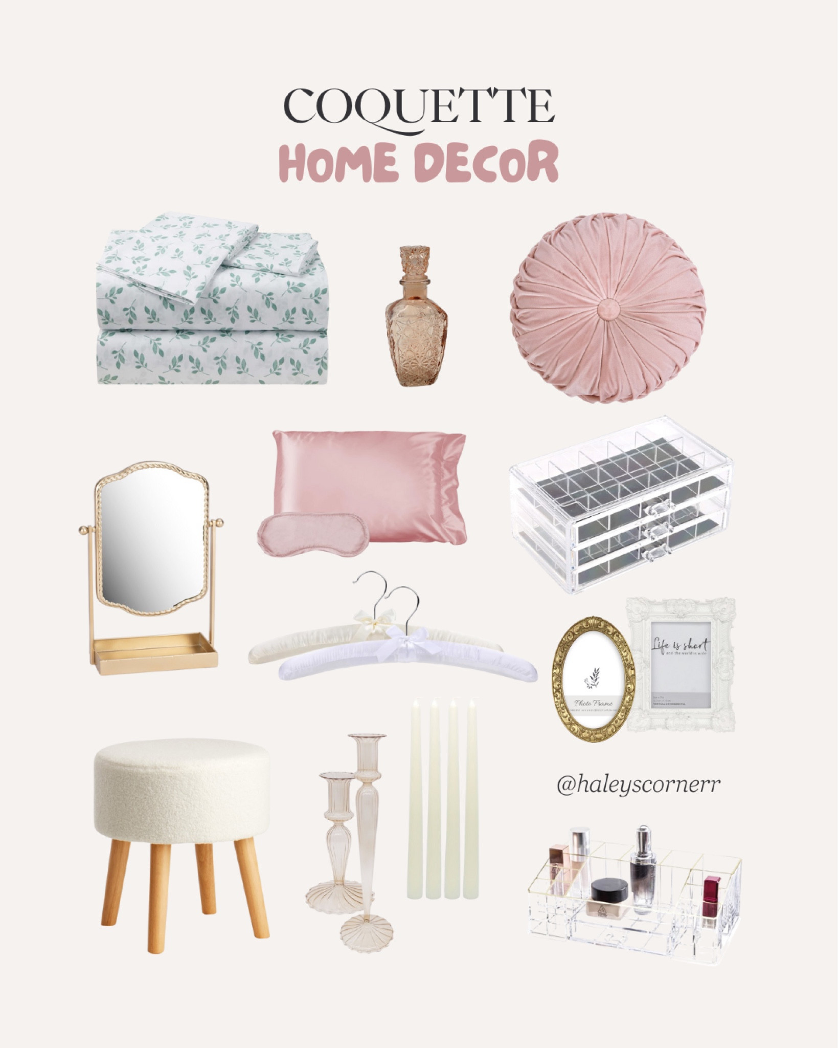 Coquette Bedroom! 🎀 affordable room decor and vanity organization finds 🩰

#coquette #coquettebedroom #coquetteaesthetic 

#LTKhome #LTKfindsunder50 #LTKbeauty