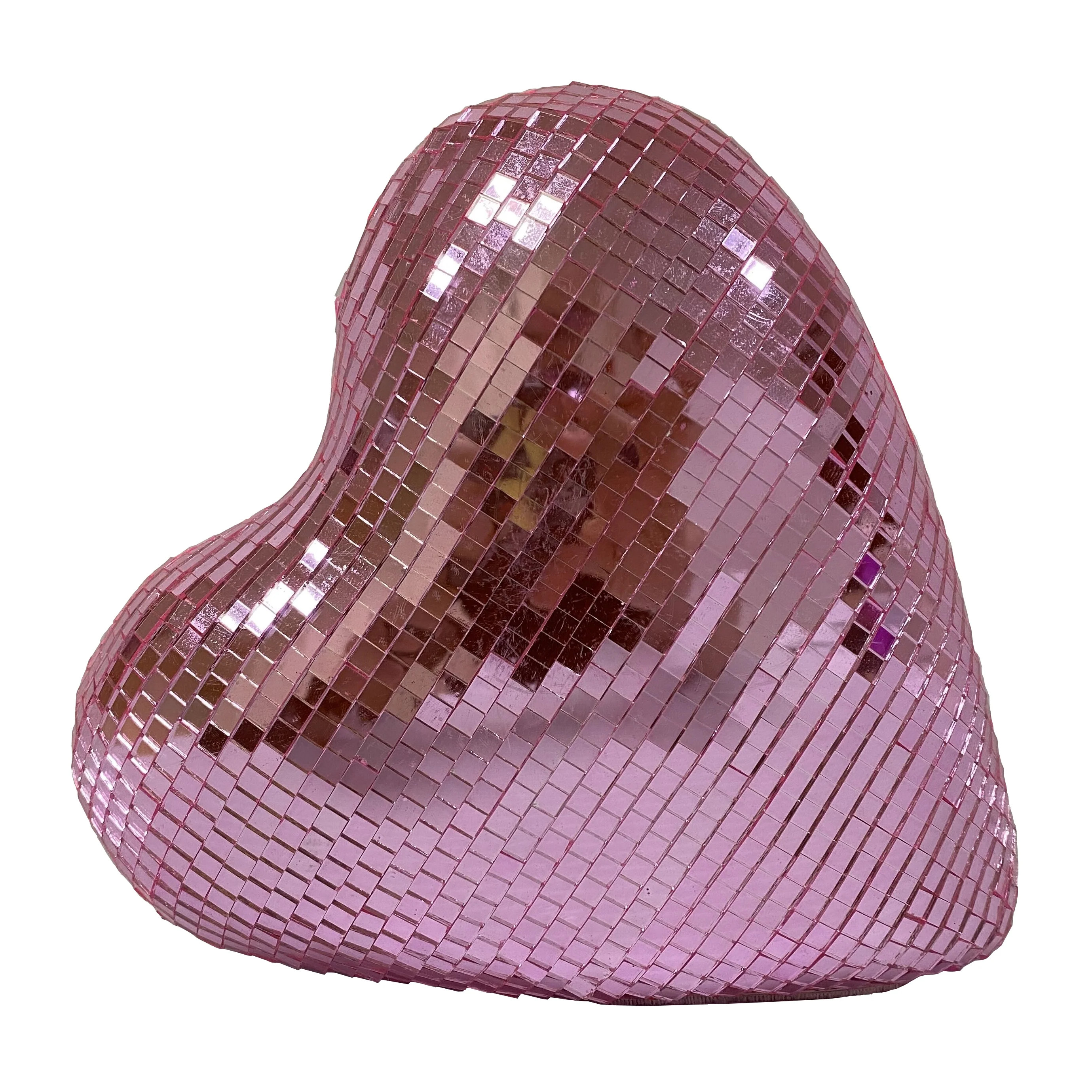 Valentine’s Day Pink Disco Heart Shaped Decoration, 3.25 in, by Way To Celebrate | Walmart (US)