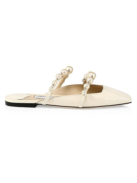 Amaya Faux Pearl-Embellished Patent Leather Mules | Saks Fifth Avenue