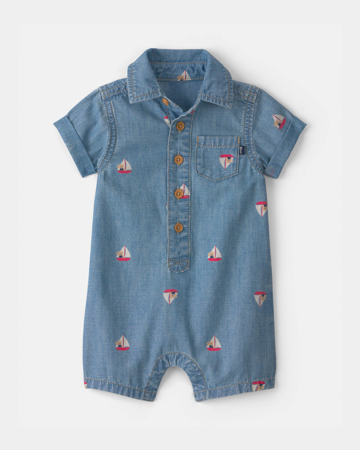 Baby Teddy Bear Sailboat Chambray Romper - Indigo - OshKosh B'gosh | Carter's | Carter's Inc