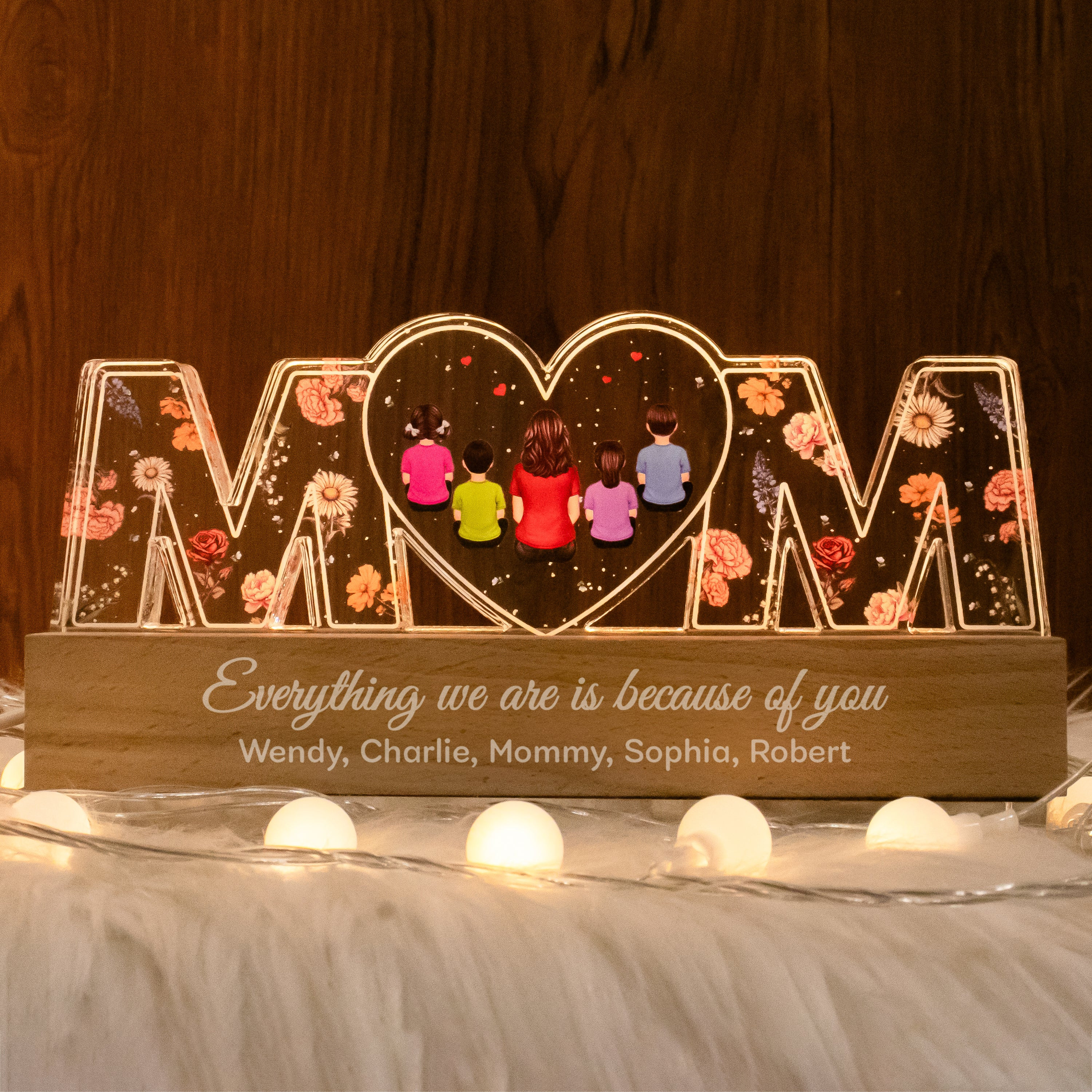 Mom Everything I Am Is Because Of You - Personalized Acrylic Block Plaque LED Night Light - Gift ... | Trending Custom