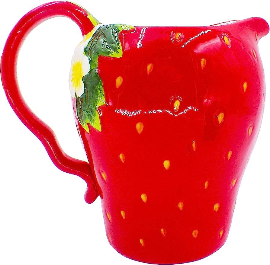 First of a Kind Glossy Rosy Red strawberry pitcher, red ceramic strawberry jug, strawberry kitche... | Amazon (US)