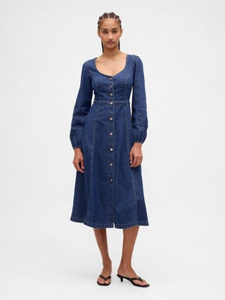 Denim Sweetheart Midi Dress | Gap (US)