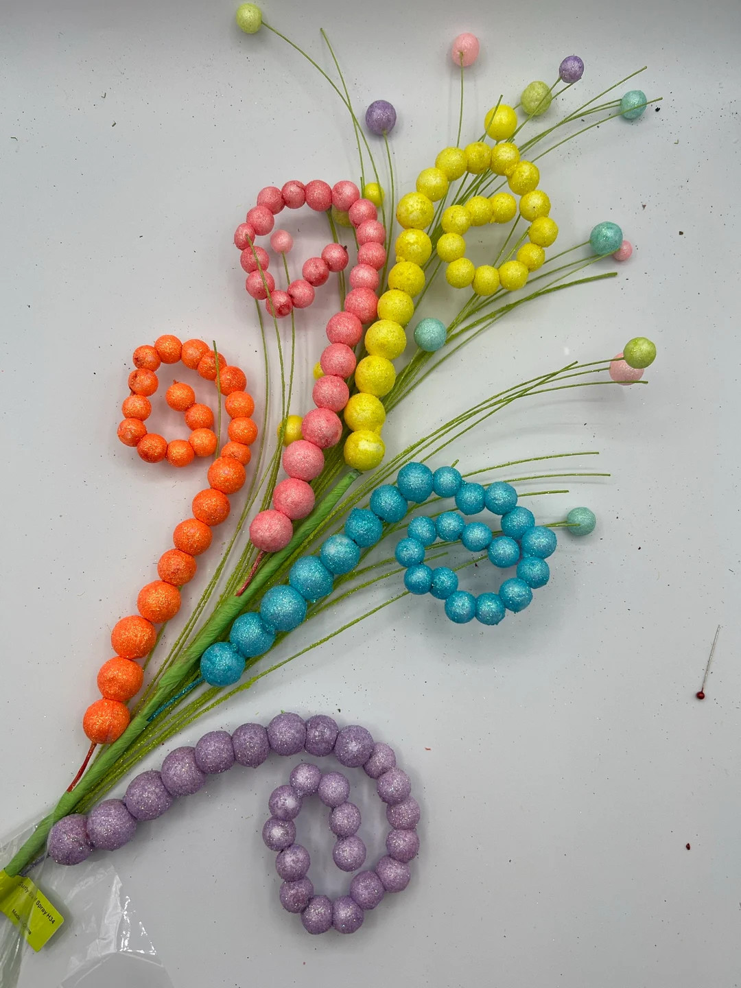 Spring Spiral Curly Ball Spray Pick, Craft Supply, Wreath Supply, Easter Decor, Whimsical Pick, P... | Etsy (US)