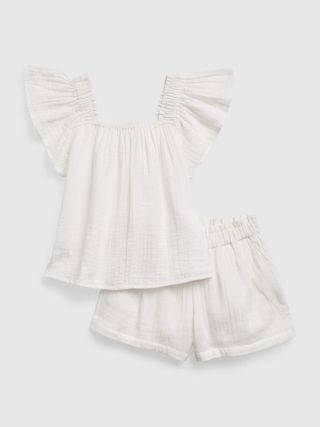 Kids Crinkle Gauze Flutter Sleeve Outfit Set | Gap (US)