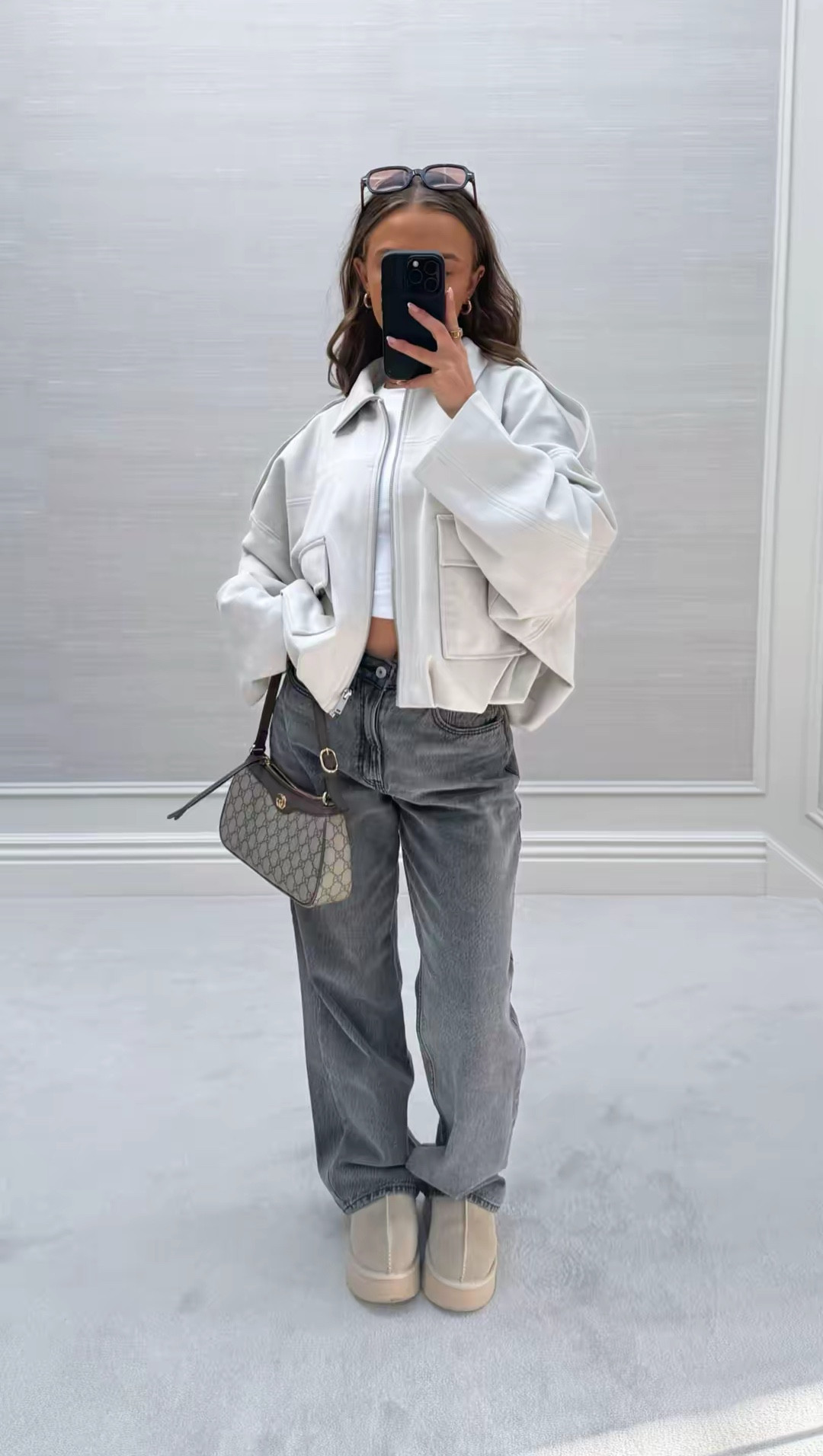 spring outfit inspo🦋✨

Pinterest style outfit inspo ideas spring TikTok casual easy basic neutral ootd wishlist faves casual petite oversized viral wide leg loose baggy grey jeans Abercrombie curve love fashion faux suede ecru cream jacket bomber 

#LTKUK #LTKspring #LTKootd