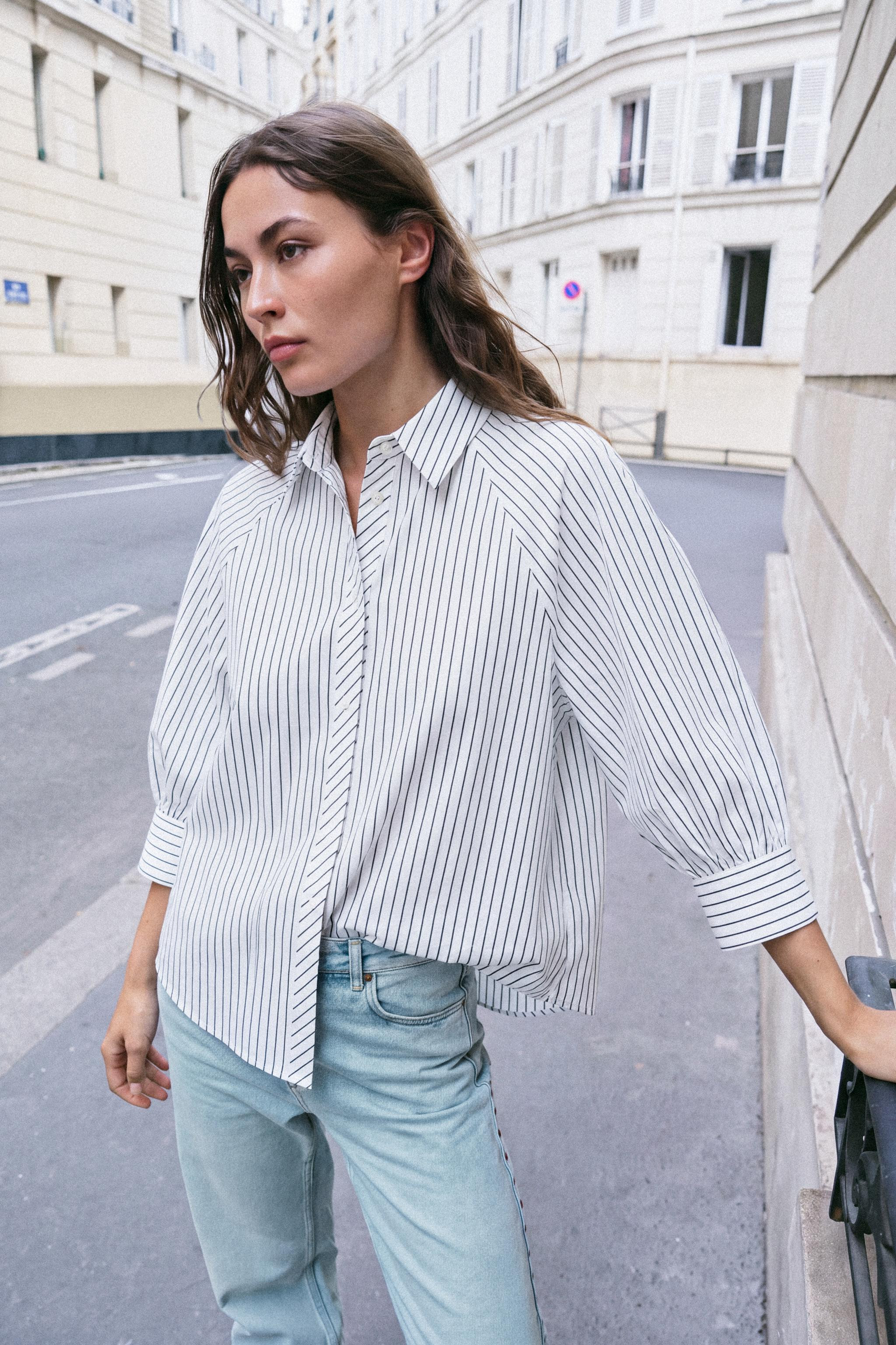 STRIPED PUFF SLEEVE SHIRT | Zara US