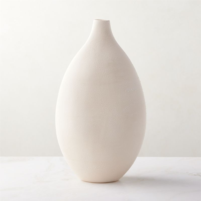 Haute Warm White Ceramic Vase Tall + Reviews | CB2 | CB2