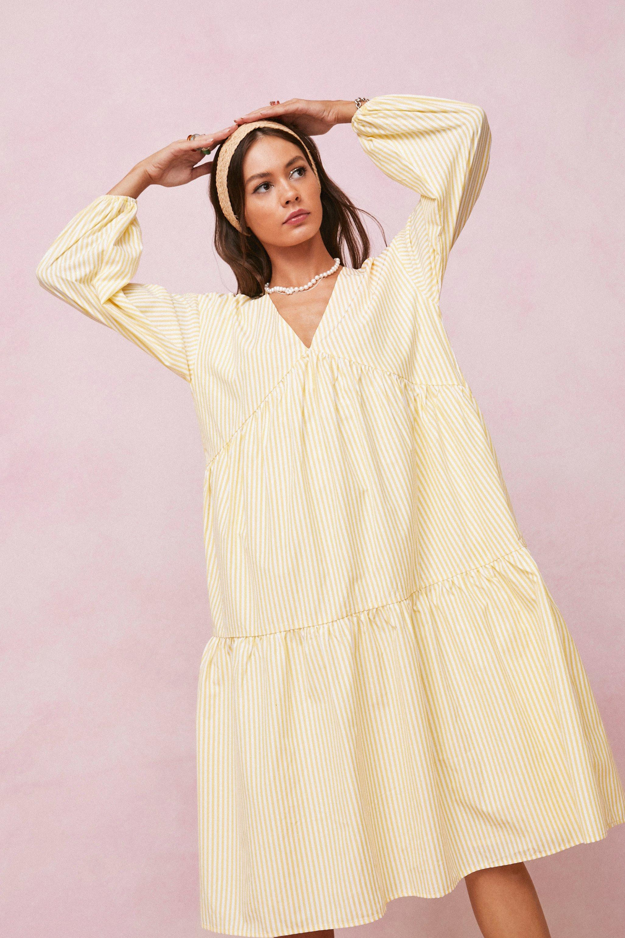 Candy Stripe Midi Smock Dress | Nasty Gal (US)