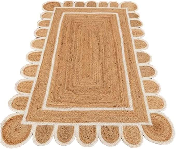 Scallop Pattern Jute Bohemian Area Rug (Off White, 8'x11') | Amazon (US)