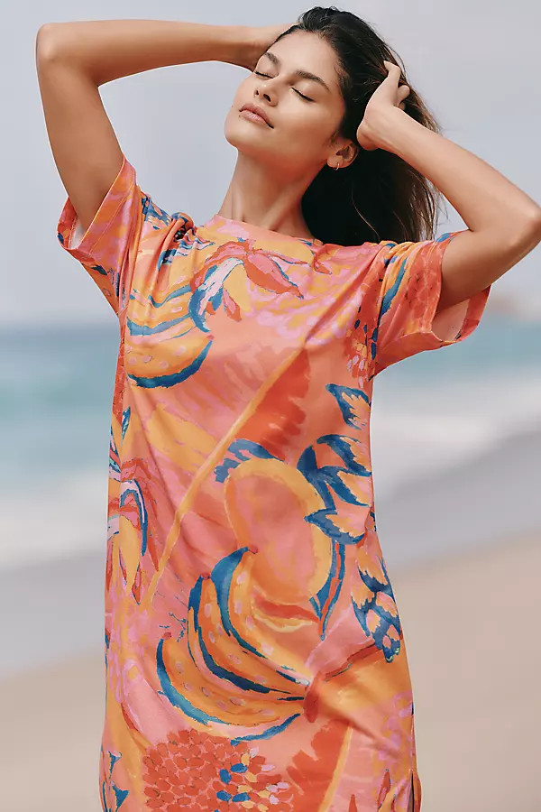 Farm Rio x Anthropologie Cotton Midi T-Shirt Dress | Anthropologie (US)
