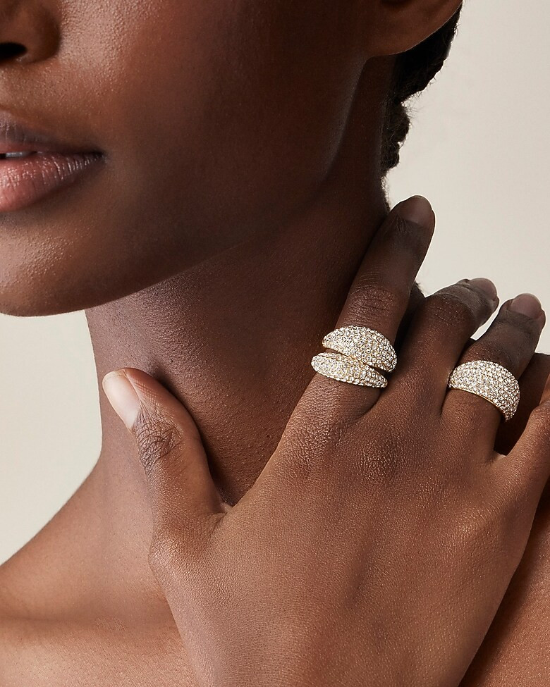 Pavé sculptural rings set-of-three | J. Crew US