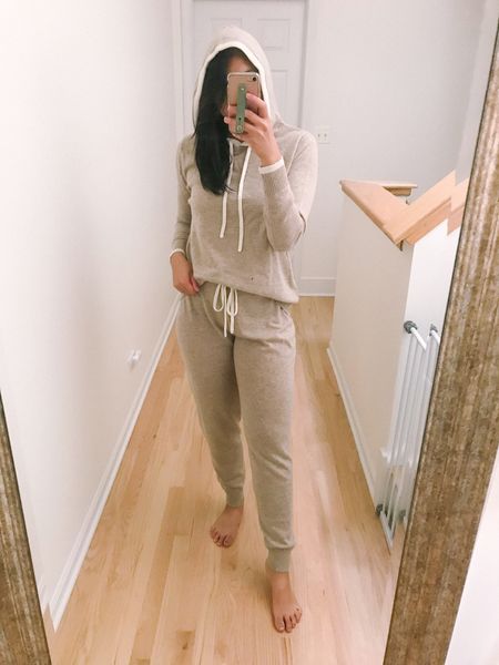 Cashmere lounger wear.  And this an adorable cashmere by summersalt!  it’s the best cozy outfit. The cashmere hoodie and cashmere jogger fits true.  Perfect loungewear. And the hoodie is super cute with jeans! 

#LTKstyletip #LTKSeasonal