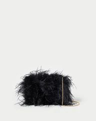 Zahara Black Mini Feather Pouch | Loeffler Randall