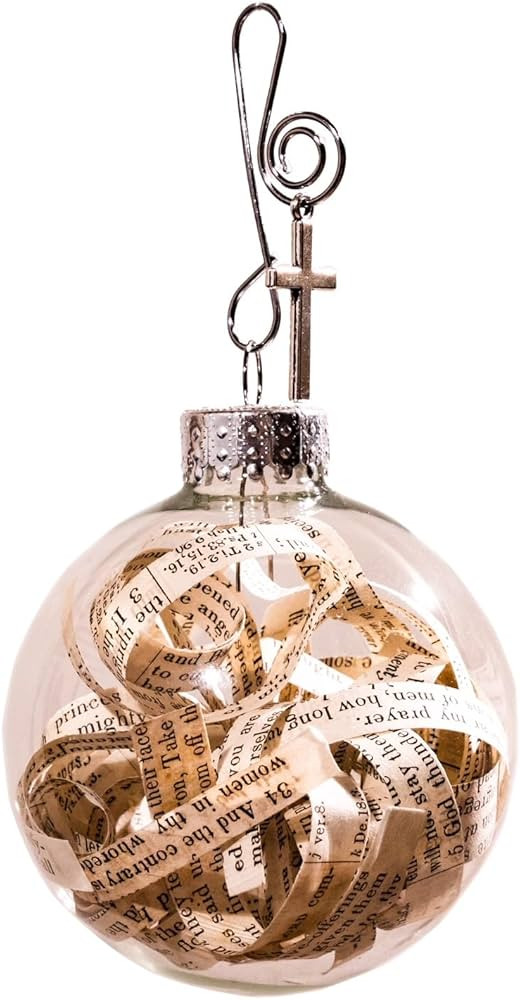 Rescued Antique Bible Glass Religious Christmas Gift Ornament with Silver Cross - Hanging Accesso... | Amazon (US)