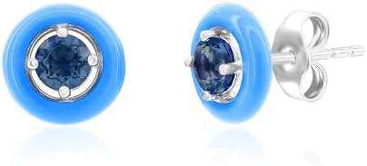 Colorful Enamel Stud Earrings for Women in Sterling Silver - Fine Enamel Jewelry for Women | Amazon (US)