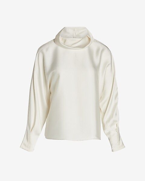 Satin Mock Neck Top | Express