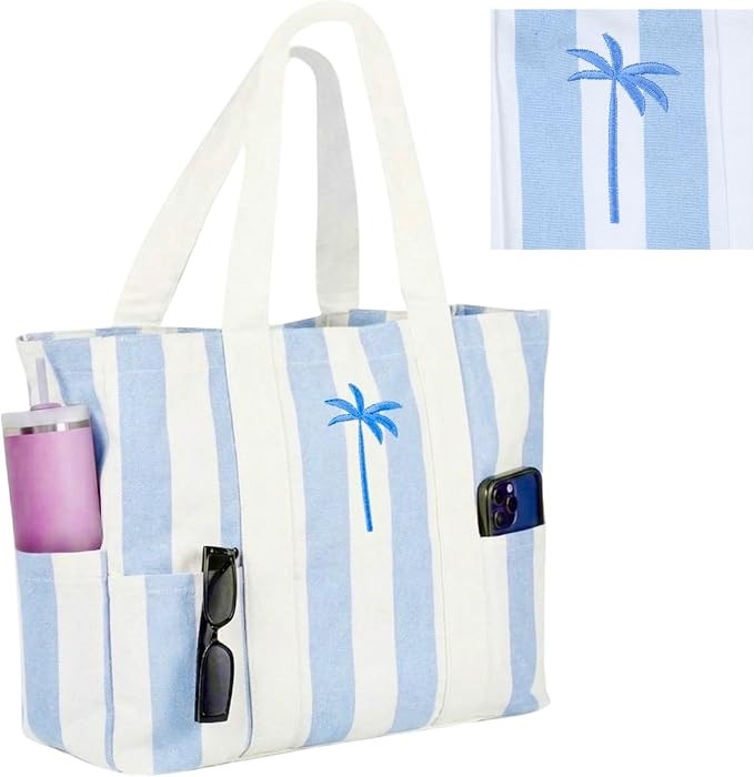 Folkulture Beach Bags for Women Large Waterproof Beach Tote Bag Zipper Beach Bags Waterproof Sand... | Amazon (US)