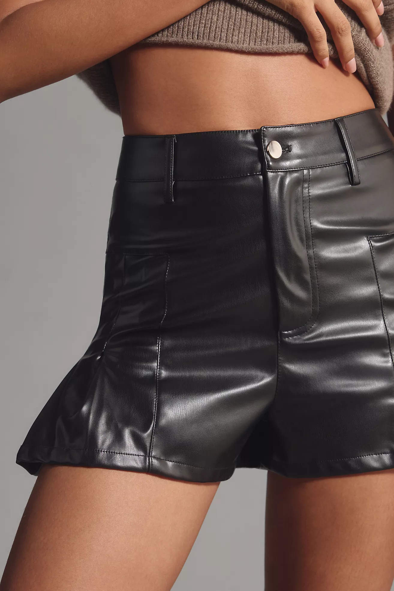 MABLE Faux Leather Skirty Shorts | Anthropologie (US)