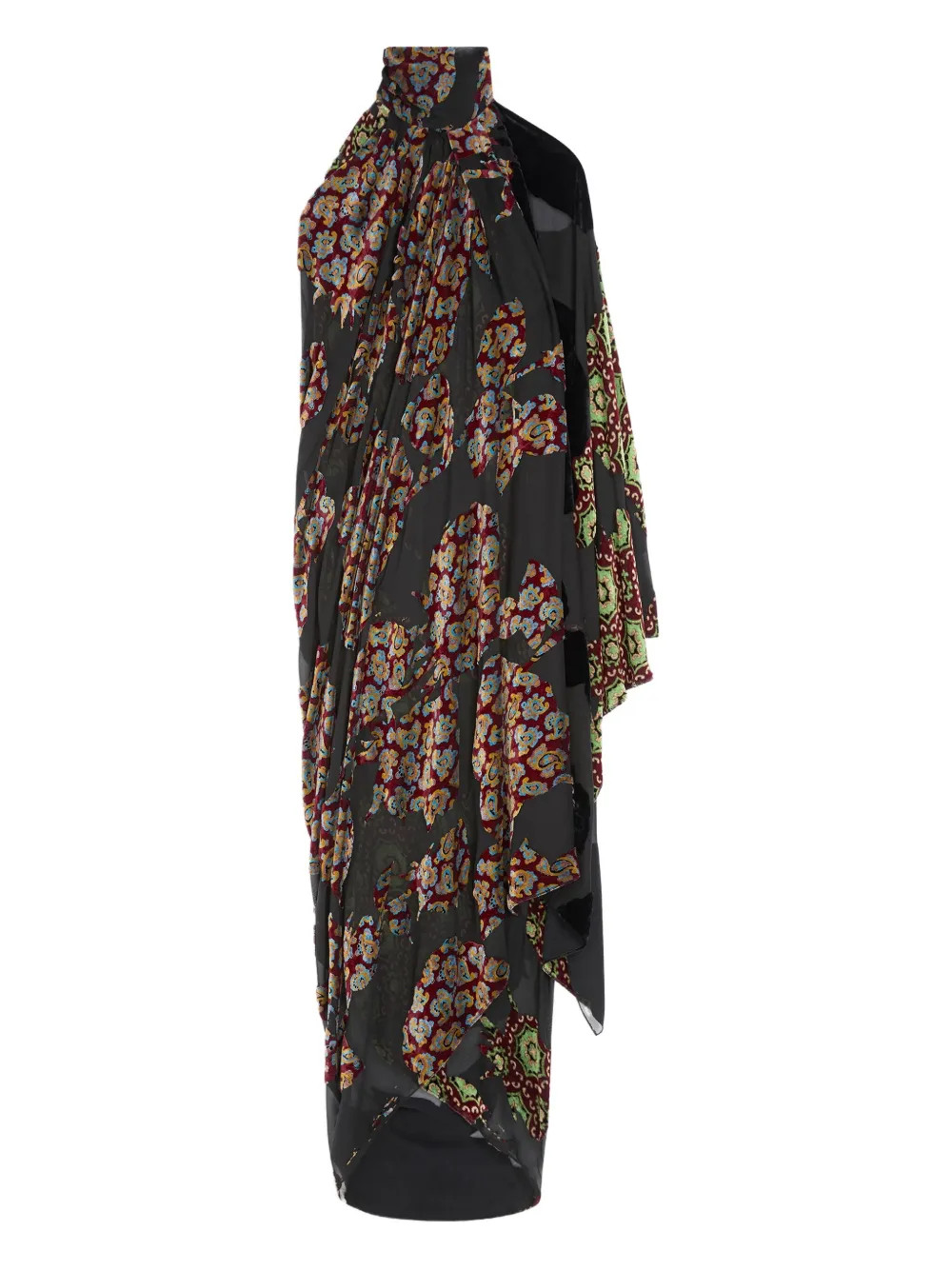 DRIES VAN NOTEN Patchwork Asymmetric Maxi Dress | Black | FARFETCH | Farfetch Global